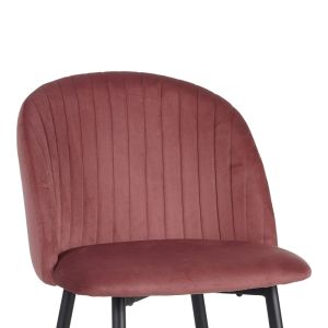 Bar stool Barow velvet in rotten apple color with black metal legs 53x46.5x96.5