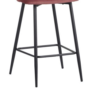 Bar stool Barow velvet in rotten apple color with black metal legs 53x46.5x96.5