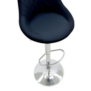 Bar stool Boronez with adjustable height, black, with polyurethane and chrome base, 47x49x112 cm