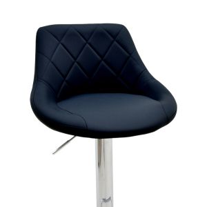 Bar stool Boronez with adjustable height, black, with polyurethane and chrome base, 47x49x112 cm