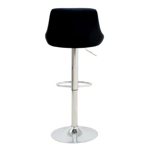 Bar stool Boronez with adjustable height, black, with polyurethane and chrome base, 47x49x112 cm