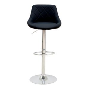 Bar stool Boronez with adjustable height, black, with polyurethane and chrome base, 47x49x112 cm