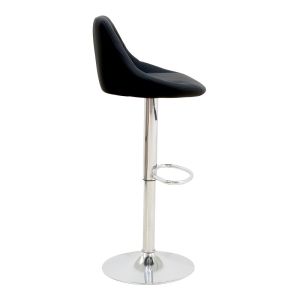 Bar stool Boronez with adjustable height, black, with polyurethane and chrome base, 47x49x112 cm