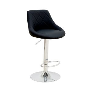 Bar stool Boronez with adjustable height, black, with polyurethane and chrome base, 47x49x112 cm