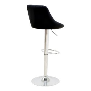 Bar stool Boronez with adjustable height, black, with polyurethane and chrome base, 47x49x112 cm