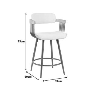 Bar stool Cameo Langg metal bronze-white-wood-beige fabric 53x50x93cm