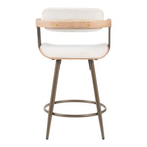 Bar stool Cameo Langg metal bronze-white-wood-beige fabric 53x50x93cm
