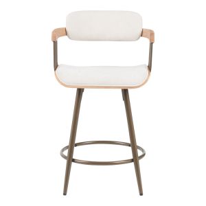 Bar stool Cameo Langg metal bronze-white-wood-beige fabric 53x50x93cm