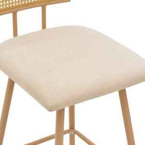 Bar stool Camilla I made of rattan, natural fabric, natural metal in natural color 47.5x58x117cm