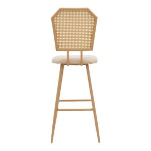 Bar stool Camilla I made of rattan, natural fabric, natural metal in natural color 47.5x58x117cm