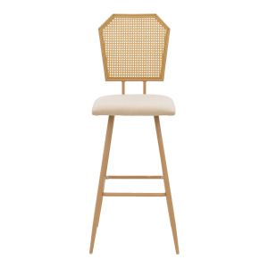 Bar stool Camilla I made of rattan, natural fabric, natural metal in natural color 47.5x58x117cm