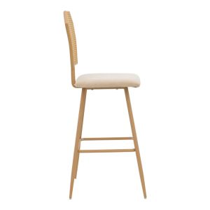 Bar stool Camilla I made of rattan, natural fabric, natural metal in natural color 47.5x58x117cm