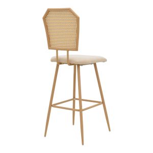 Bar stool Camilla I made of rattan, natural fabric, natural metal in natural color 47.5x58x117cm