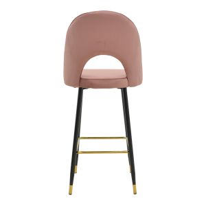 Bar stool Casenio velvet black-gold metal base 48x50x117cm