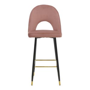 Bar stool Casenio velvet black-gold metal base 48x50x117cm