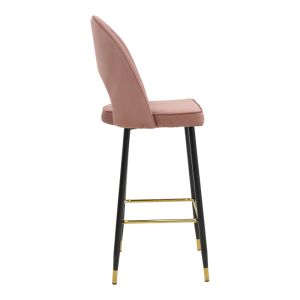 Bar stool Casenio velvet black-gold metal base 48x50x117cm