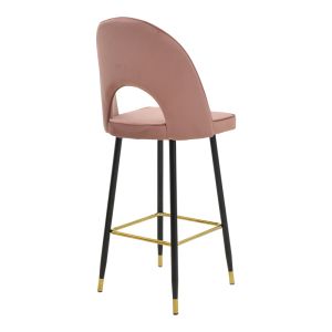Bar stool Casenio velvet black-gold metal base 48x50x117cm