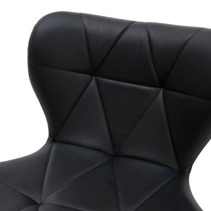 Бар стол Coozy с регулиране на височината с черна кожена Pu седалка и черен матиран крак