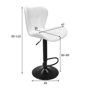 Coozy bar stool with adjustable height, black matte metal with white Pu 46x47x90-112cm