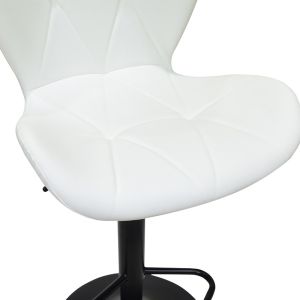 Coozy bar stool with adjustable height, black matte metal with white Pu 46x47x90-112cm