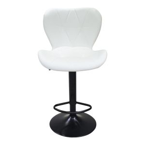 Coozy bar stool with adjustable height, black matte metal with white Pu 46x47x90-112cm