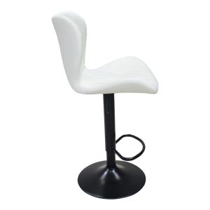 Coozy bar stool with adjustable height, black matte metal with white Pu 46x47x90-112cm