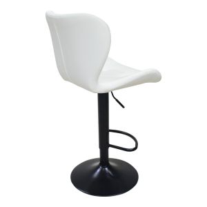 Coozy bar stool with adjustable height, black matte metal with white Pu 46x47x90-112cm