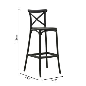 Bar stool Crossie polypropylene black 44x44x113cm