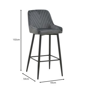 Bar stool Deppy Latrell velvet rotten apple - black metal 43x54x102cm