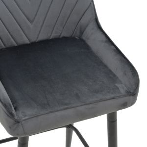 Bar stool Deppy Latrell dark gray velvet - black metal legs 43x54x102cm