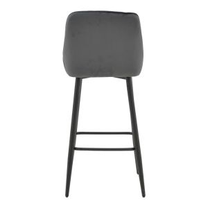 Bar stool Deppy Latrell dark gray velvet - black metal legs 43x54x102cm