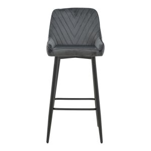 Bar stool Deppy Latrell dark gray velvet - black metal legs 43x54x102cm