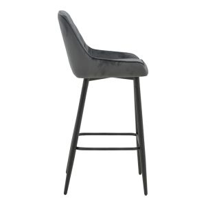 Bar stool Deppy Latrell dark gray velvet - black metal legs 43x54x102cm