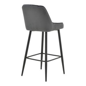 Bar stool Deppy Latrell dark gray velvet - black metal legs 43x54x102cm