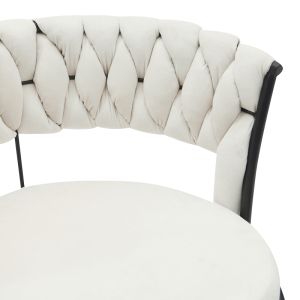 Roating bar stool Alkia in beige velvet with black metal legs 58x55x90cm