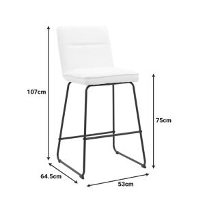 Bar stool Essential beige fabric - black metal leg 53x64.5x107cm