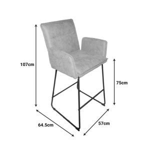 Bar stool Essential, rotten apple color, fabric - black metal leg, 57x64.5x107cm