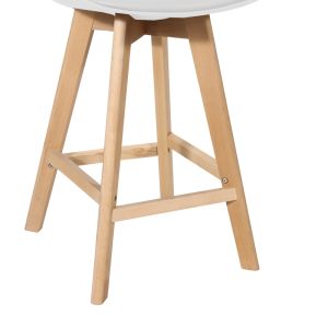 Bar stool Gaston white Pp-pu and natural wood legs 56x48.5x104cm