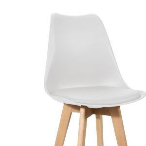 Bar stool Gaston white Pp-pu and natural wood legs 56x48.5x104cm