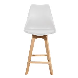 Bar stool Gaston white Pp-pu and natural wood legs 56x48.5x104cm