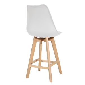 Bar stool Gaston white Pp-pu and natural wood legs 56x48.5x104cm