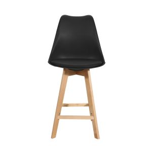 Bar stool Gaston black Pp-pu and natural wood legs 56x48.5x104cm