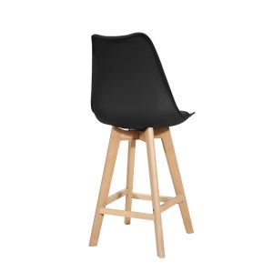 Bar stool Gaston black Pp-pu and natural wood legs 56x48.5x104cm