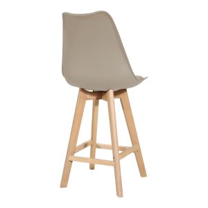 Bar stool Gaston, Pp-pu, with cappuccino lampshade and wooden legs, 48.5x56x104 cm