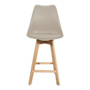 Bar stool Gaston, Pp-pu, with cappuccino lampshade and wooden legs, 48.5x56x104 cm