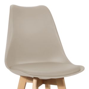 Bar stool Gaston, Pp-pu, with cappuccino lampshade and wooden legs, 48.5x56x104 cm
