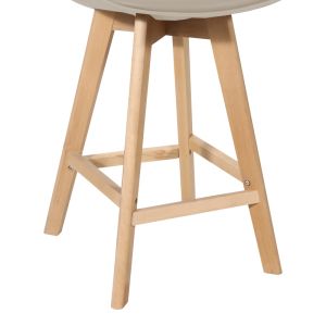Bar stool Gaston, Pp-pu, with cappuccino lampshade and wooden legs, 48.5x56x104 cm