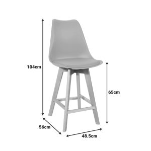 Bar stool Gaston, Pp-pu, with cappuccino lampshade and wooden legs, 48.5x56x104 cm