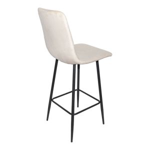 Bar stool Grato beige fabric with black metal leg 43.5x55x114cm