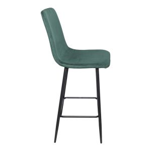 Bar stool Grato, olive green, fabric - black metal leg, 43.5x55x114cm